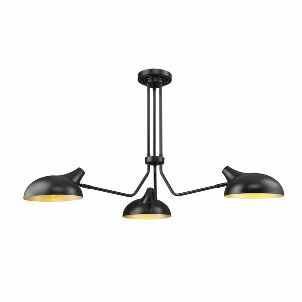 Z-Lite Bellamy Semi Flush Mount, 3-Light, 46 In.W x 46 In.L x 8.25 In.H, Matte Black/Matte Black Outer 1942-3SF-MB